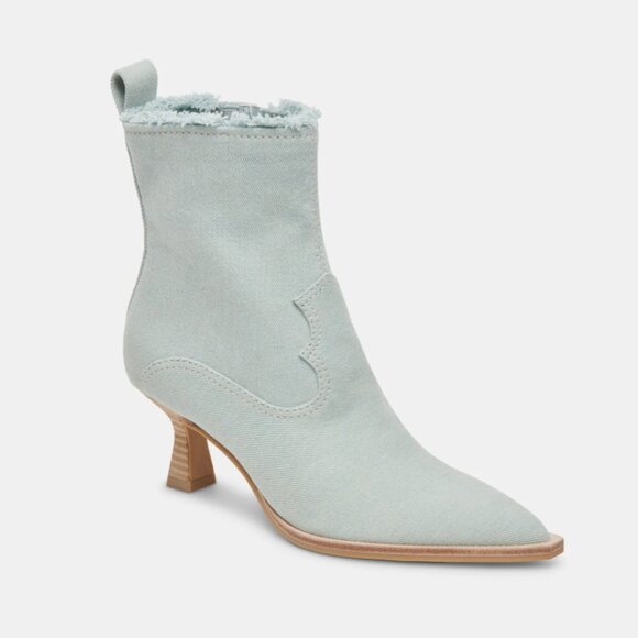 NEW DOLCE VITA Austin Kitten Heel Booties in Light Blue Denim for women 2510 4M2 - Picture 1 of 9